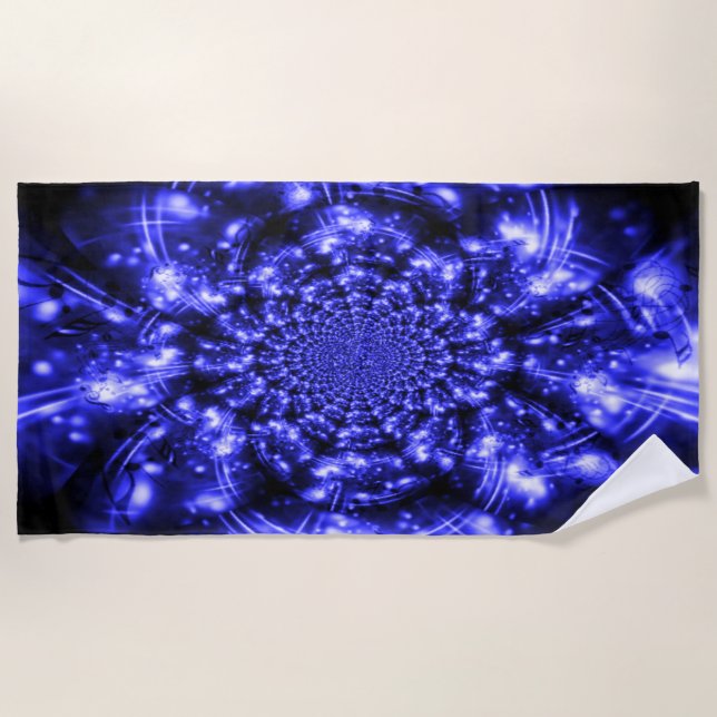 Blue Sparkling Lights Beach Towel (Front)