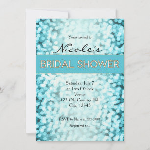 Blue Sparkling Lights BRIDAL SHOWER Invitations