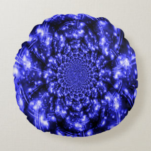 Blue Sparkling Lights Round Cushion