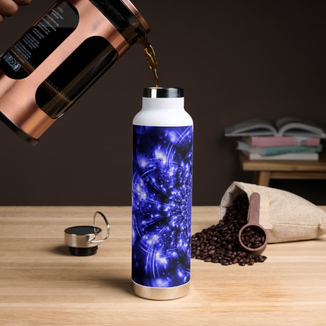 Blue Sparkling Lights Water Bottle (Coffee (Rotated))