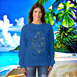 Blue Sparkling New Year Glitter Cheer Stars Floral Sweatshirt