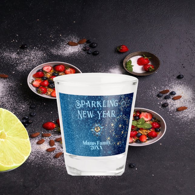 Blue Sparkling New Year Glitter Stars Floral Party Shot Glass (Blue Sparkling New Year Glitter Stars Floral Party Shot Glass)