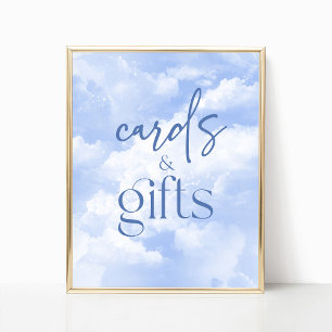 Blue Sparkly Clouds Cards & Gifts Sign