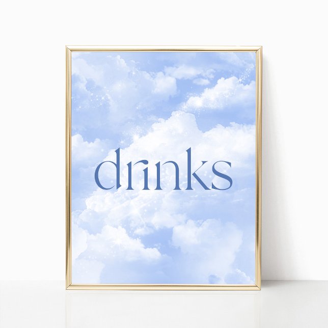 Blue Sparkly Clouds Drinks Table Sign (Creator Uploaded)