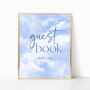 Blue Sparkly Clouds Guest Book Sign