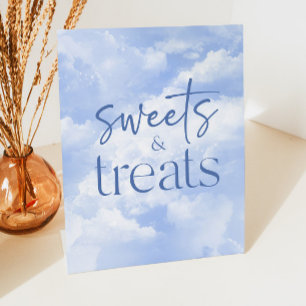Blue Sparkly Clouds Sweets & Treats Pedestal Sign