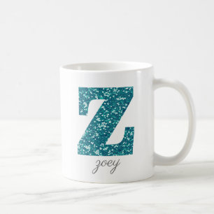 Blue Sparkly Glitter Letter Z Monogram Mug