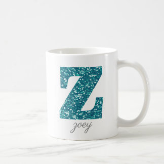 Blue Sparkly Glitter Letter Z Monogram Mug
