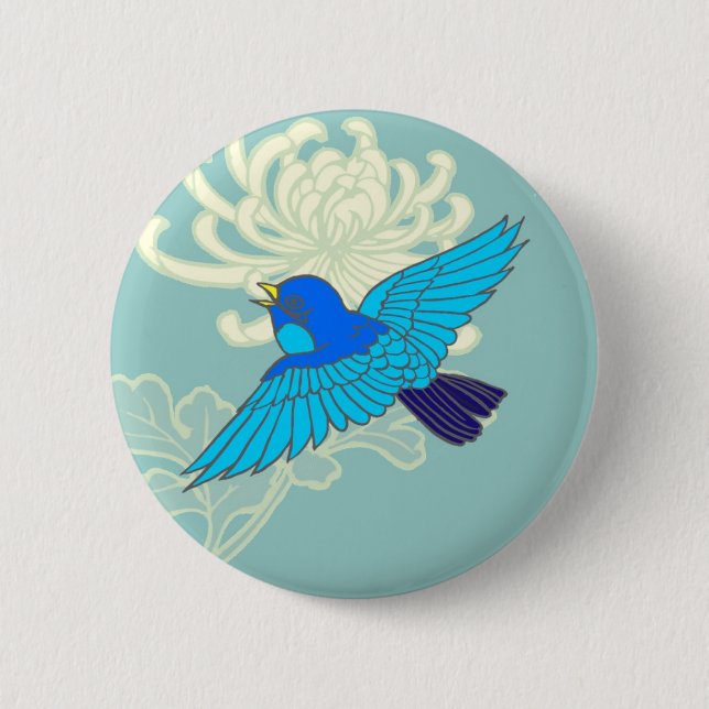 Blue Sparrow 6 Cm Round Badge (Front)
