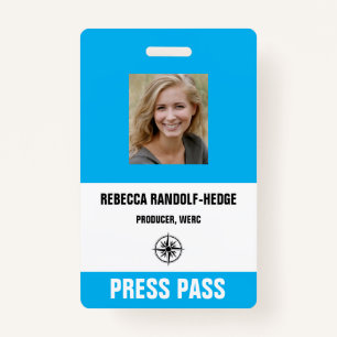 BLUE SPECIAL EVENT PRESS PASS and Photo I.D. ID Badge