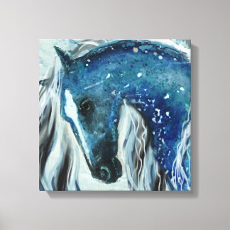 Blue Speckle Horse Art on Wrapped Canvas