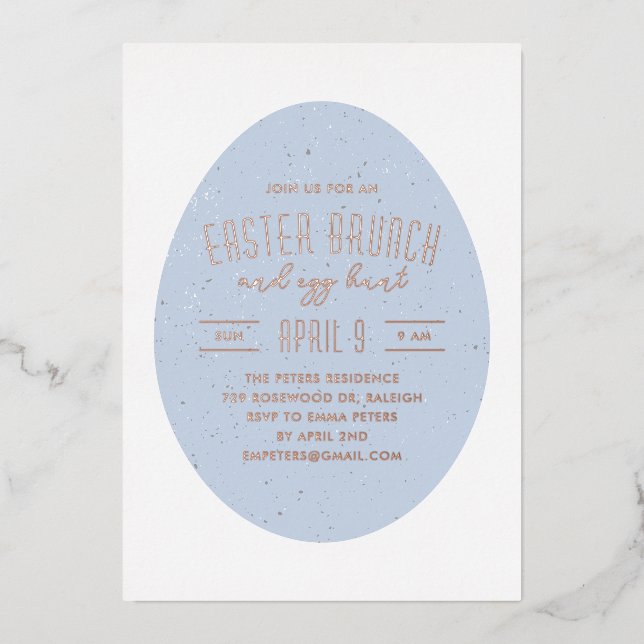 Blue Speckled Egg Easter Hunt Party Invitation (Front)