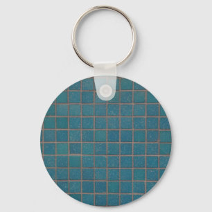 blue speckled tiles key ring