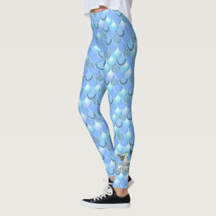 Blue spectrum of mermaid colours  leggings