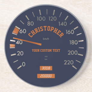 Blue Speedometer on Dashboard Coaster