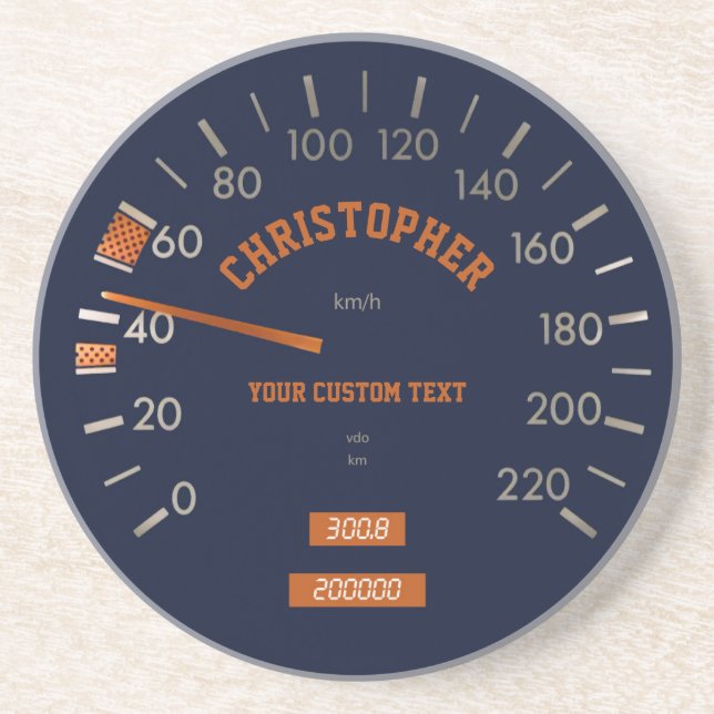 Blue Speedometer on Dashboard Coaster (Front)