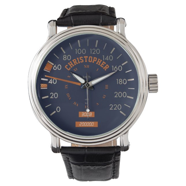 Blue Speedometer on Dashboard Men Watches (Front)