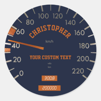 Blue Speedometer on Dashboard Sticker