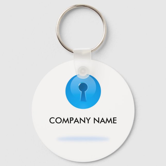 Blue Sphere With Keyhole Customisable Keychain (Front)