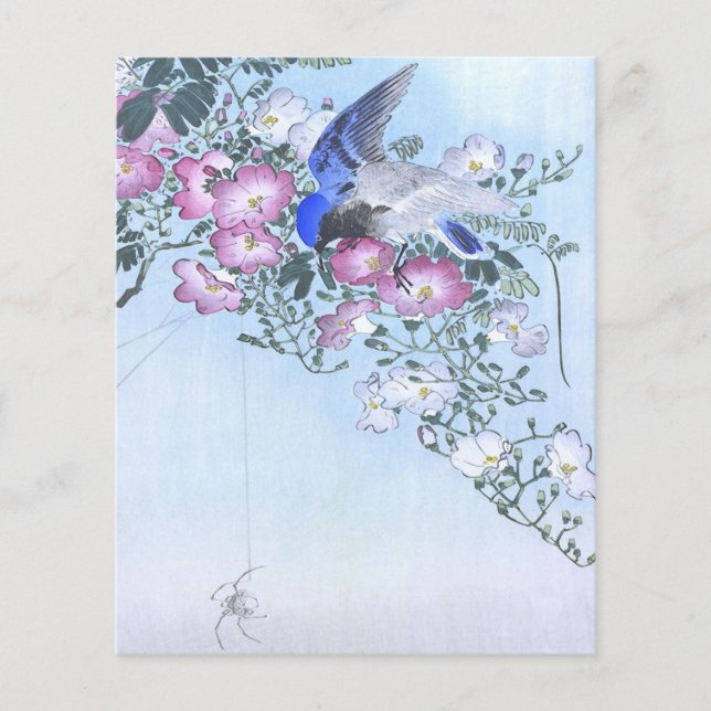 Blue Spider Bird Flower Print | Spider Lovers Flyer (Front)