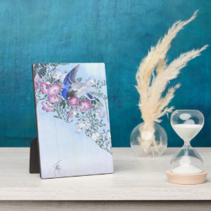 Blue Spider Bird Flower Print Spider Lovers Plaque