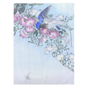 Blue Spider Bird Flower Print   Spider Lovers Tablecloth