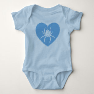 Blue Spider Heart Baby Bodysuit