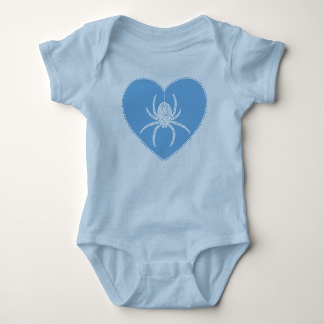 Blue Spider Heart Baby Bodysuit (Front)