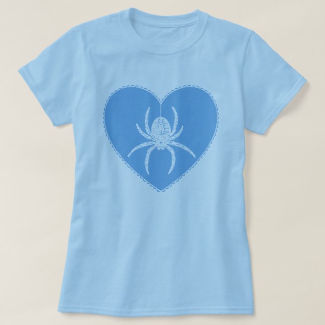 Blue Spider Heart T-Shirt (Design Front)