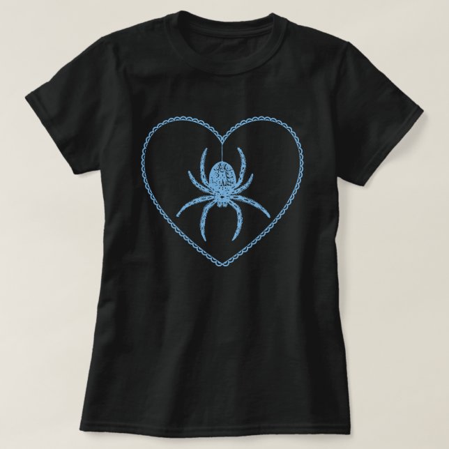 Blue Spider Heart T-Shirt (Design Front)