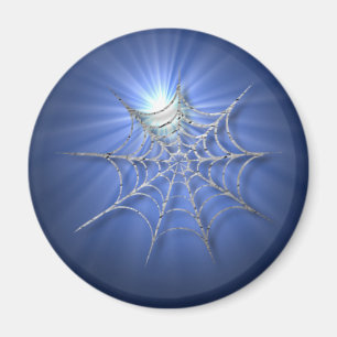 Blue Spider Web Gleaming in the Sun Stickers Magnet