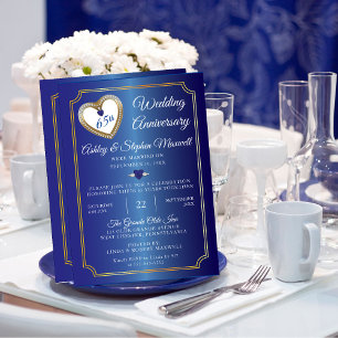 Blue Spinel Diamond 65th Wedding Anniversary Party Invitation