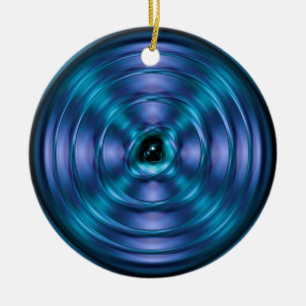 Blue spinning atom ceramic tree decoration