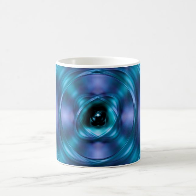 Blue spinning atom coffee mug (Center)