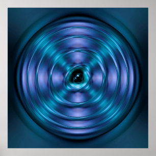 Blue spinning atom poster