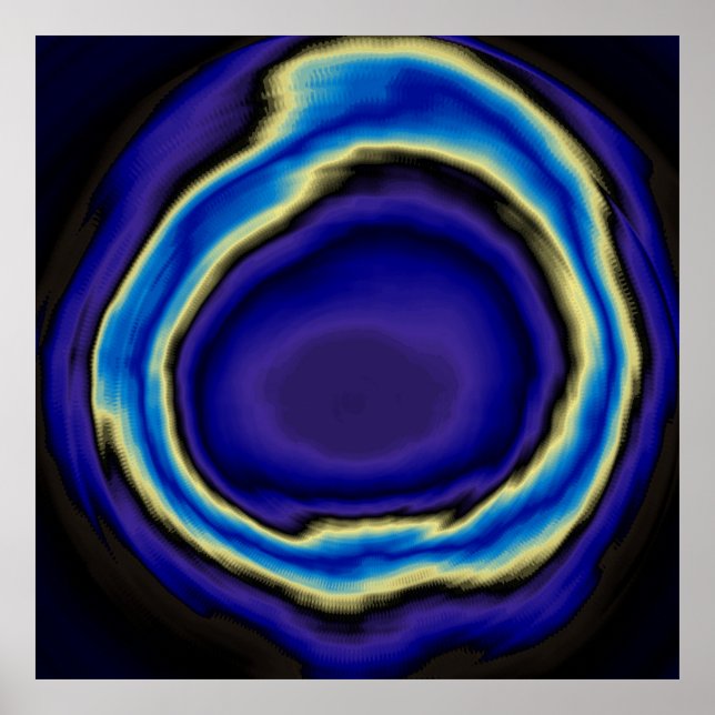 Blue spiral abstract acrylic painting poster (Front)