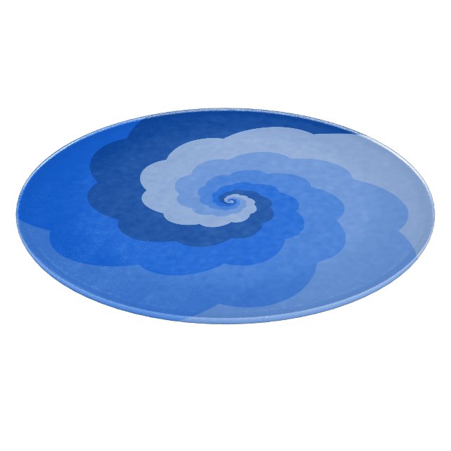 Blue Spiral Clouds Glass Cutting Board (Corner)