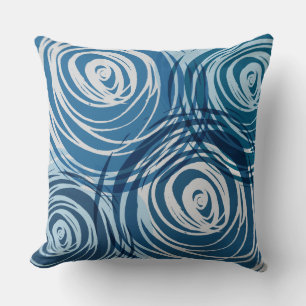 BLUE SPIRAL DESIGN Retro Throw Pillow