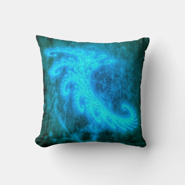 Blue Spiral Fractal Cushion (Front)