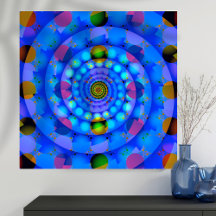 Blue Spiral Fractal with Dots