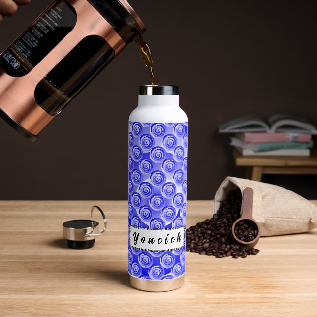 Blue Spiral Illusion by Kenneth Yoncich Water Bottle (Coffee)