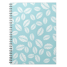 Blue Spiral Notebook With Leaves