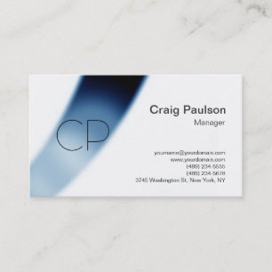 Blue Spiral Pattern White Monogram Business Card