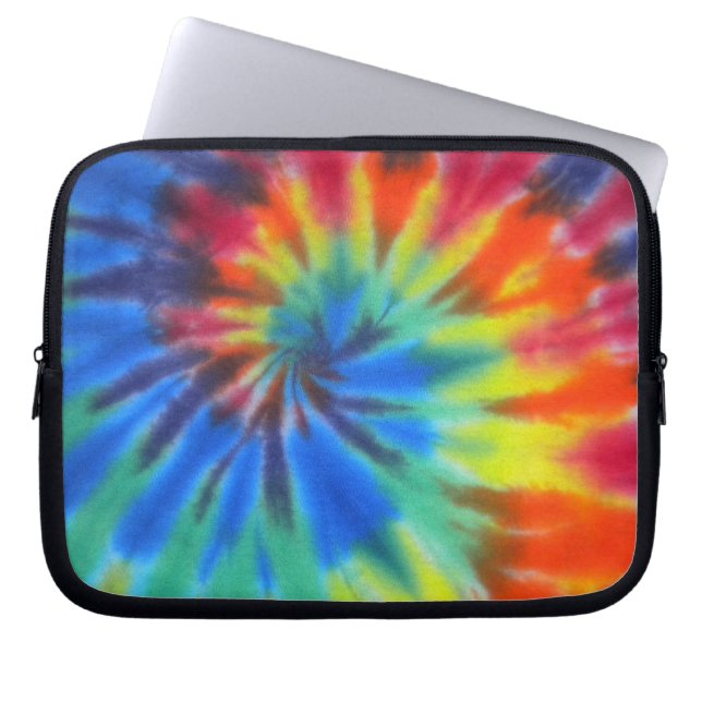 Blue Spiral Tie-Dye Laptop Sleeve (Front)