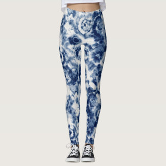 Blue Spiral Tie Dye Leggings