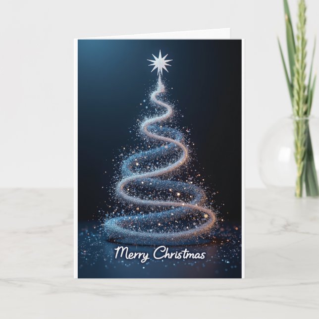 Blue Spiral Tree – Christmas Card (Front)