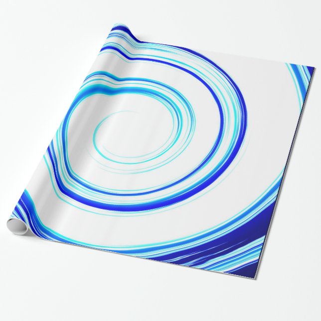 Blue Spiral Wrapping Paper (Unrolled)