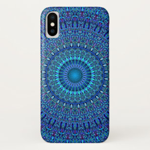 Blue Spiritual Flower Garden Mandala Case-Mate iPhone Case