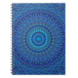 Blue Spiritual Flower Garden Mandala Notebook