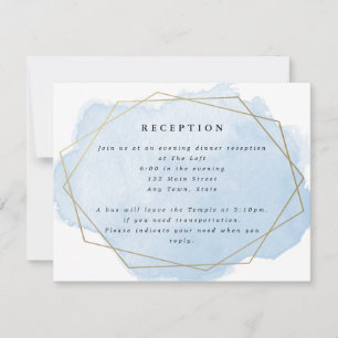Blue Splash, Gold Geo Frame Reception Card